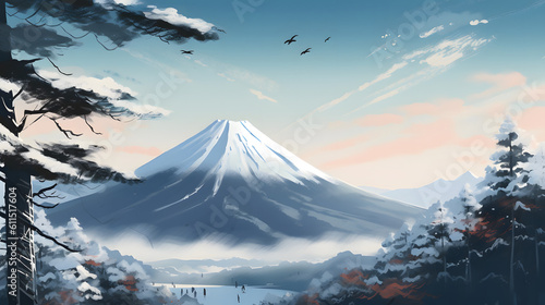 イラスト調の富士山 No.048 | Mount Fuji of Illustration style Generative AI