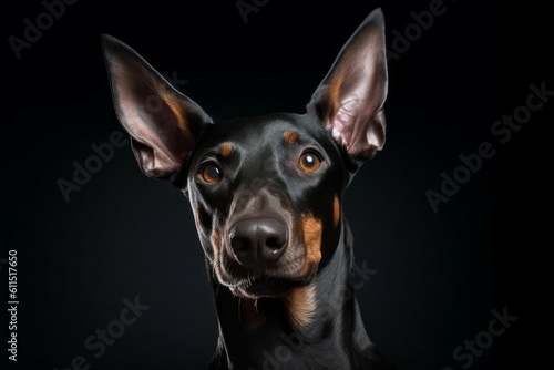 Studio portrait of a dog breed Doberman Pinscher. AI generated, human enhanced © top images