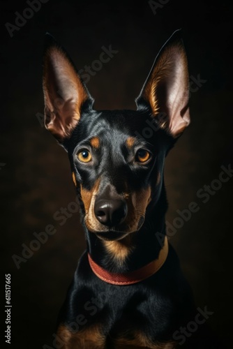 Studio portrait of a dog breed Prague Ratter. AI generated, human enhanced © top images