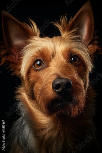 Studio portrait of a dog breed Australian Terrier. AI generated, human enhanced