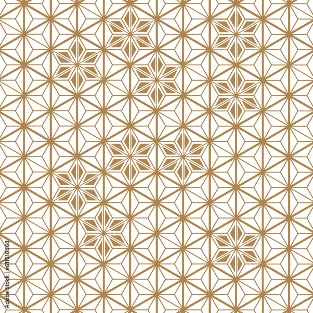 Japanese pattern vector. Geometric gold background. Line oriental texture. 