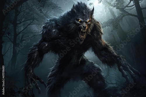 Scary Werewolf in a Dark Fo...
