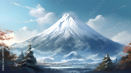 イラスト調の富士山 No.021 | Mount Fuji of Illustration style Generative AI