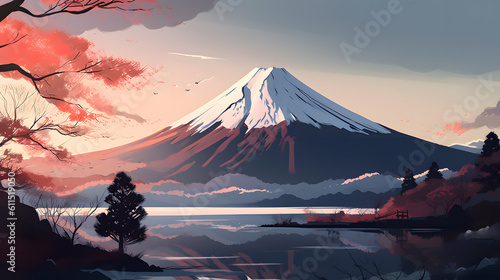                            No.016   Mount Fuji of Illustration style Generative AI