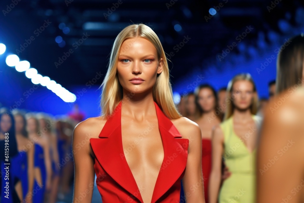 Woman top model at fashion week show. AI generated, human enhanced Woman top model at fashion week show. AI generated, human enhanced