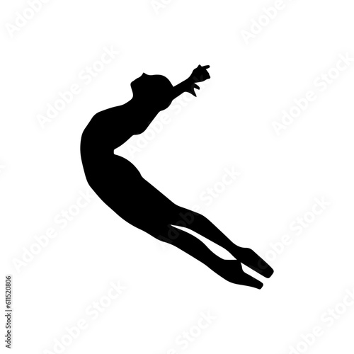 Vector illustration. Silhouette of a woman ballerina on stage. Ballet.