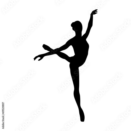 Vector illustration. Silhouette of a woman ballerina on stage. Ballet.