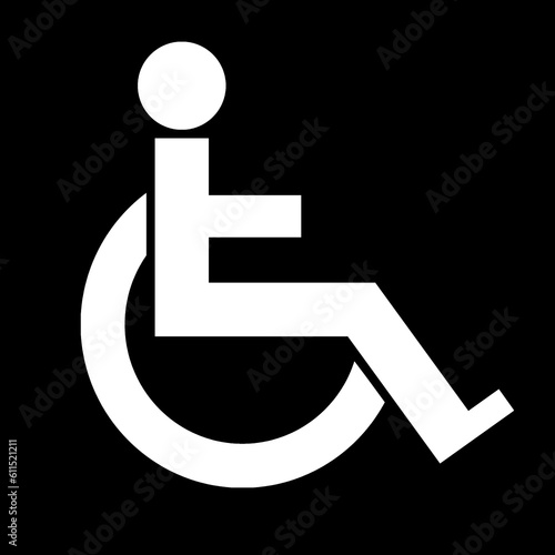 Disability inclusion. Illustration of international symbol of access on black background