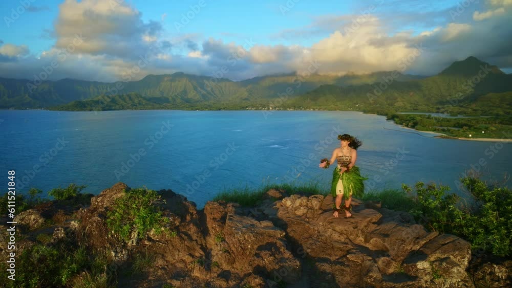 Hula Dancer On Rocky Island Peak