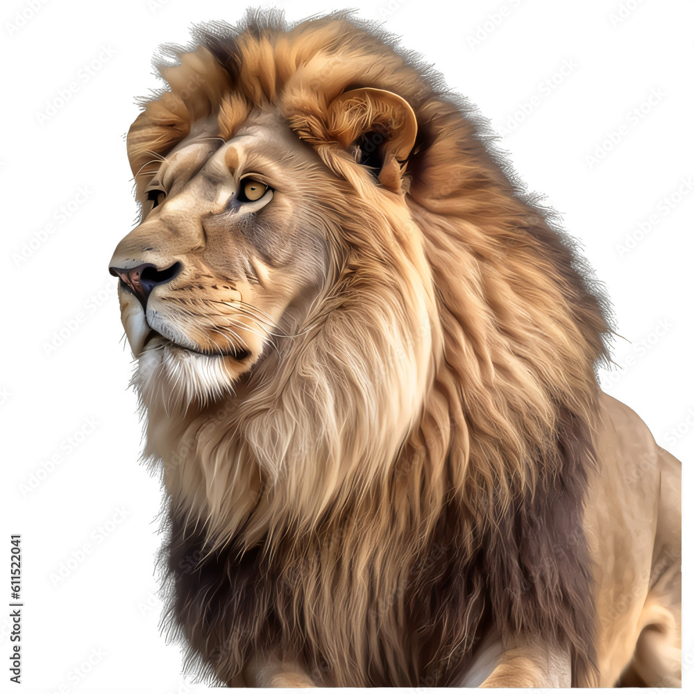 A lion on a transparent background png isolated Generative Ai