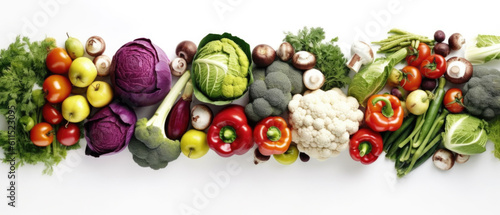 Frame of organic food. Fresh raw vegetables on white background © STORYTELLER AI