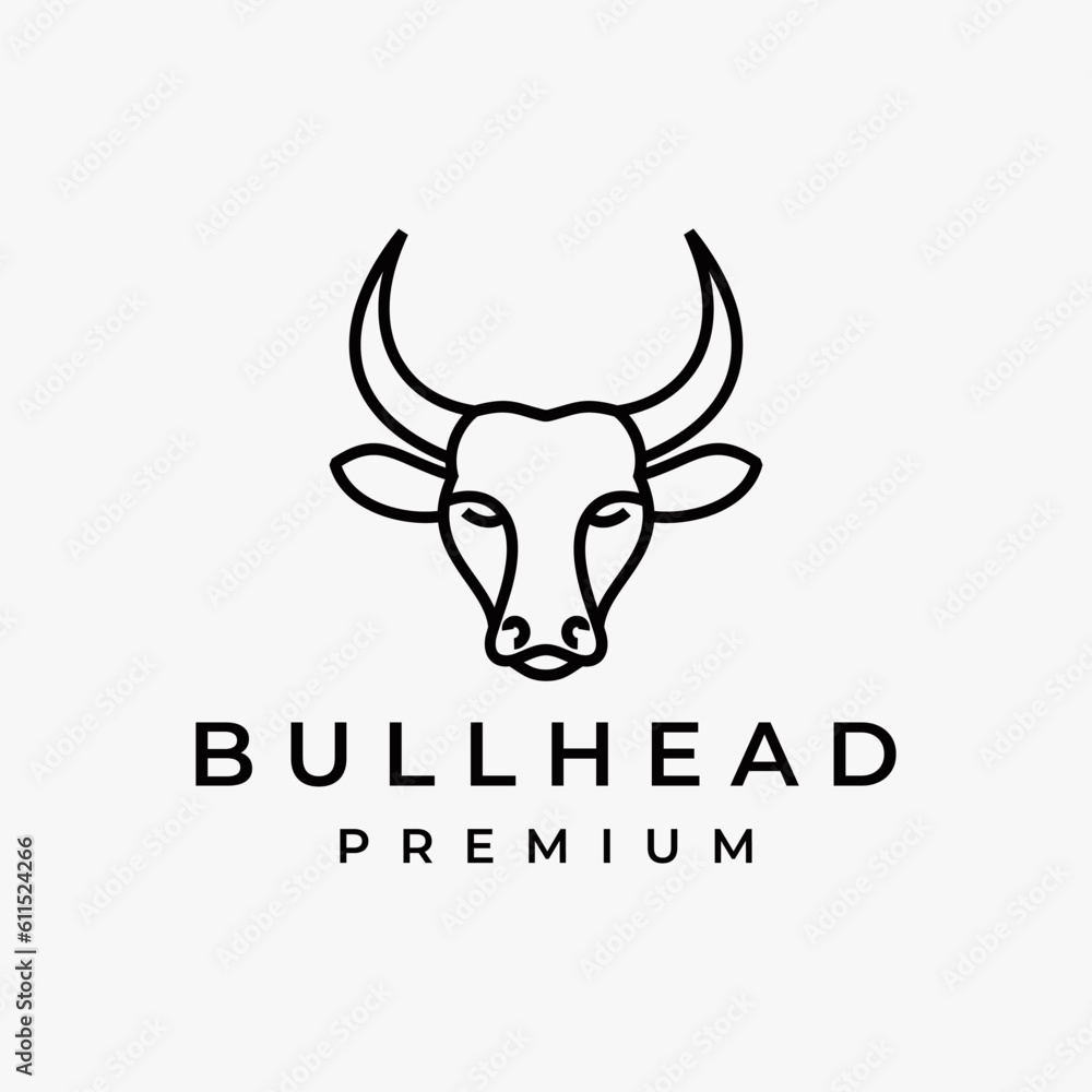 Simple line art bull head logo design vector Simple line art bull head logo design vector