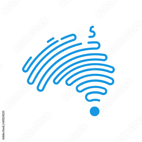 Digital signal with Australia map tech data logo design inspiration