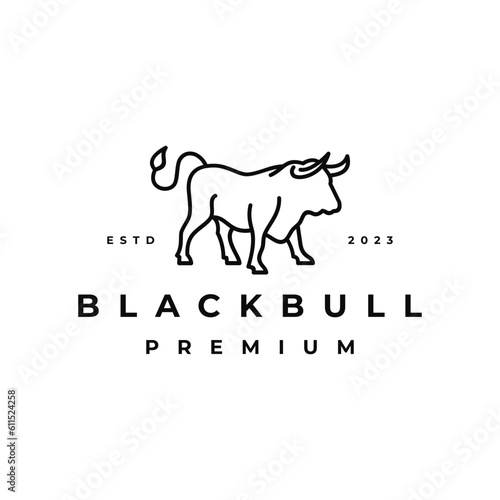 Line Art Bull Logo Design Vector