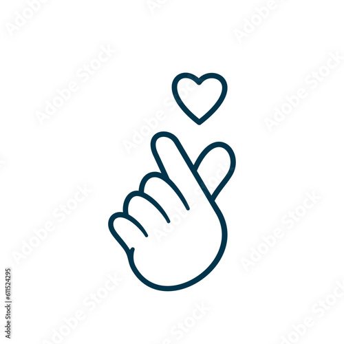 Korean Finger Heart Saranghae vector icon illustration design
