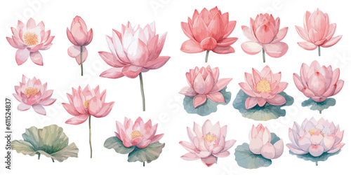  watercolor lotus clipart for graphic resources