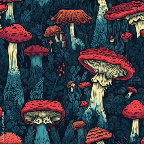 Geometric mushroom in the forest