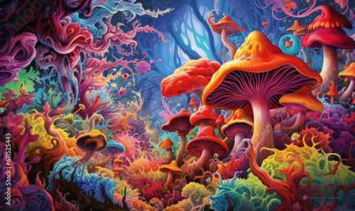 Illusttaion mushroom in the forest