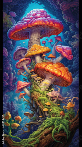 Illusttaion mushroom in the forest