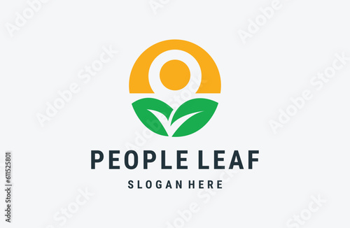 People Leaf Creative Concept Logo Design Template