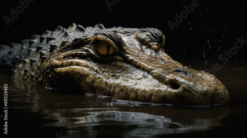 A large alligator submerged in the water Generative Ai