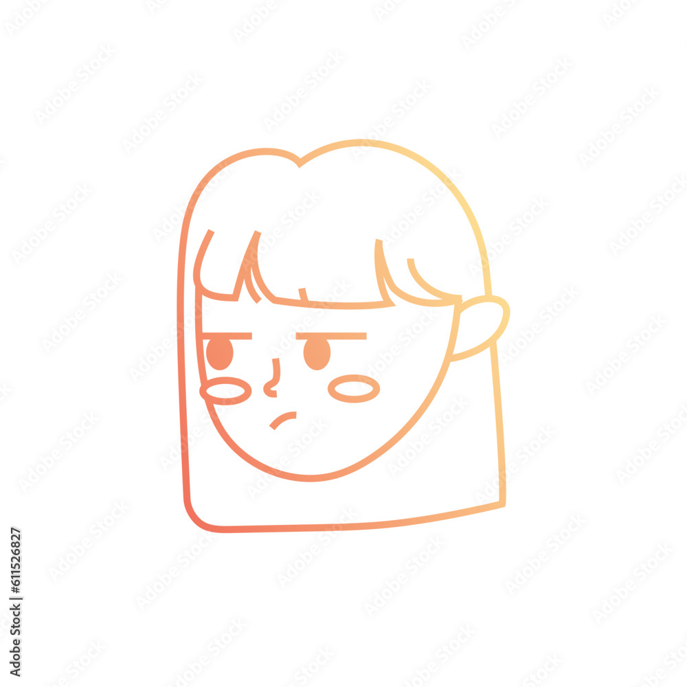 line girl head with hairstyle design and facial expression, vector illustration line girl head with hairstyle design and facial expression, vector illustration