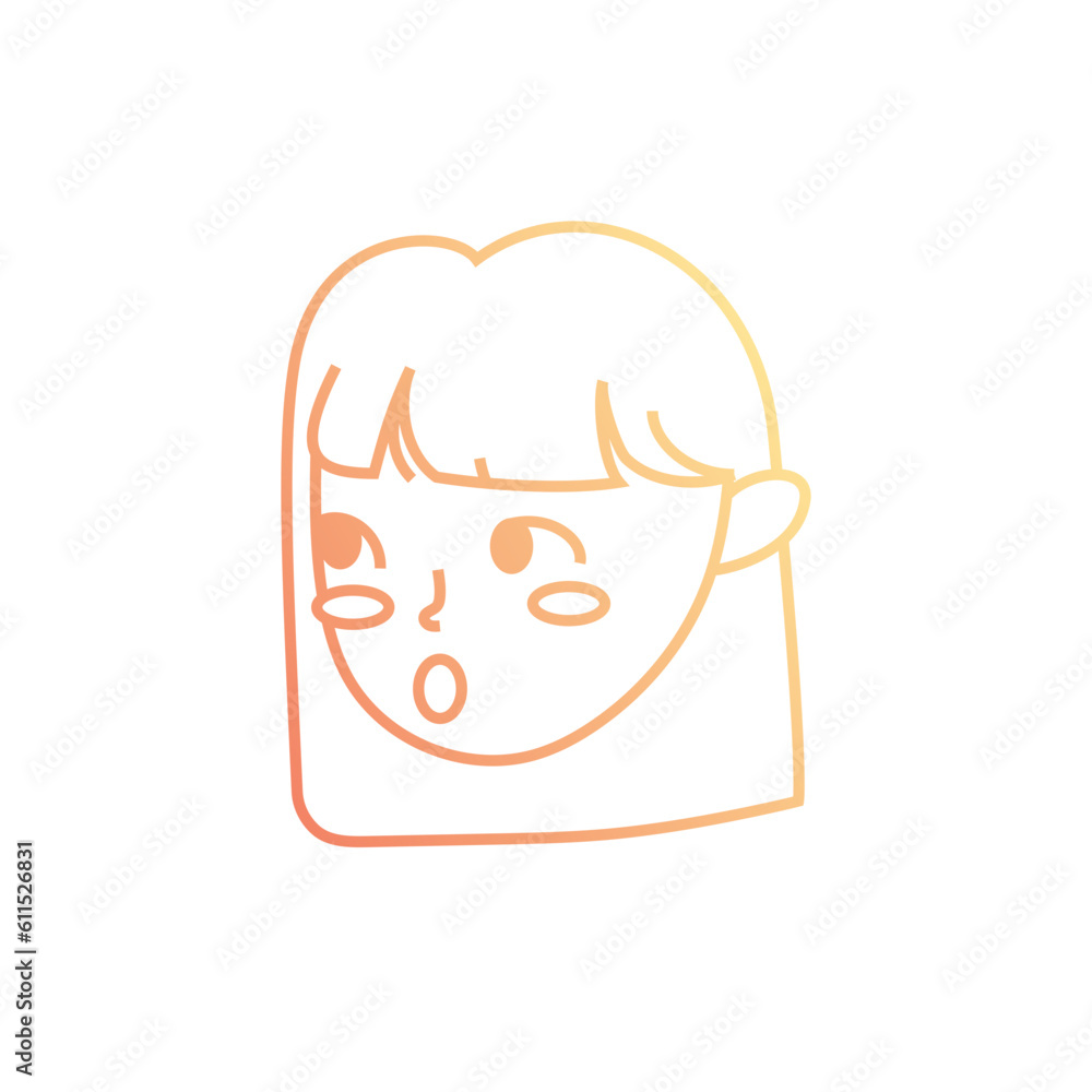 line girl head with hairstyle design and facial expression, vector illustration line girl head with hairstyle design and facial expression, vector illustration