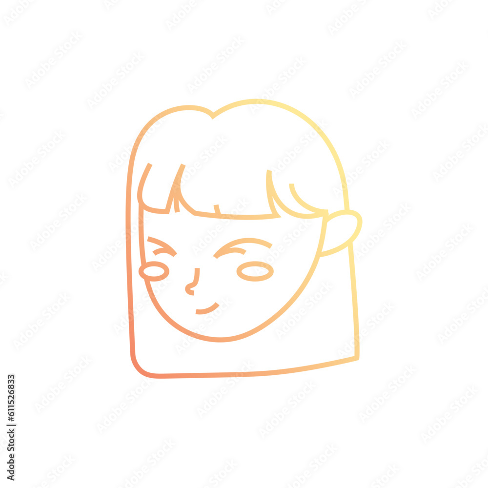 line girl head with hairstyle design and facial expression, vector illustration line girl head with hairstyle design and facial expression, vector illustration