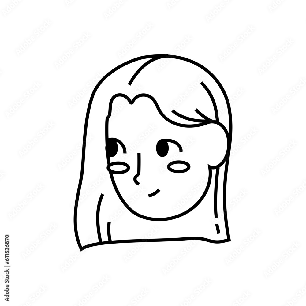 cute little girl face cartoon character vector illustration line style icon design cute little girl face cartoon character vector illustration line style icon design
