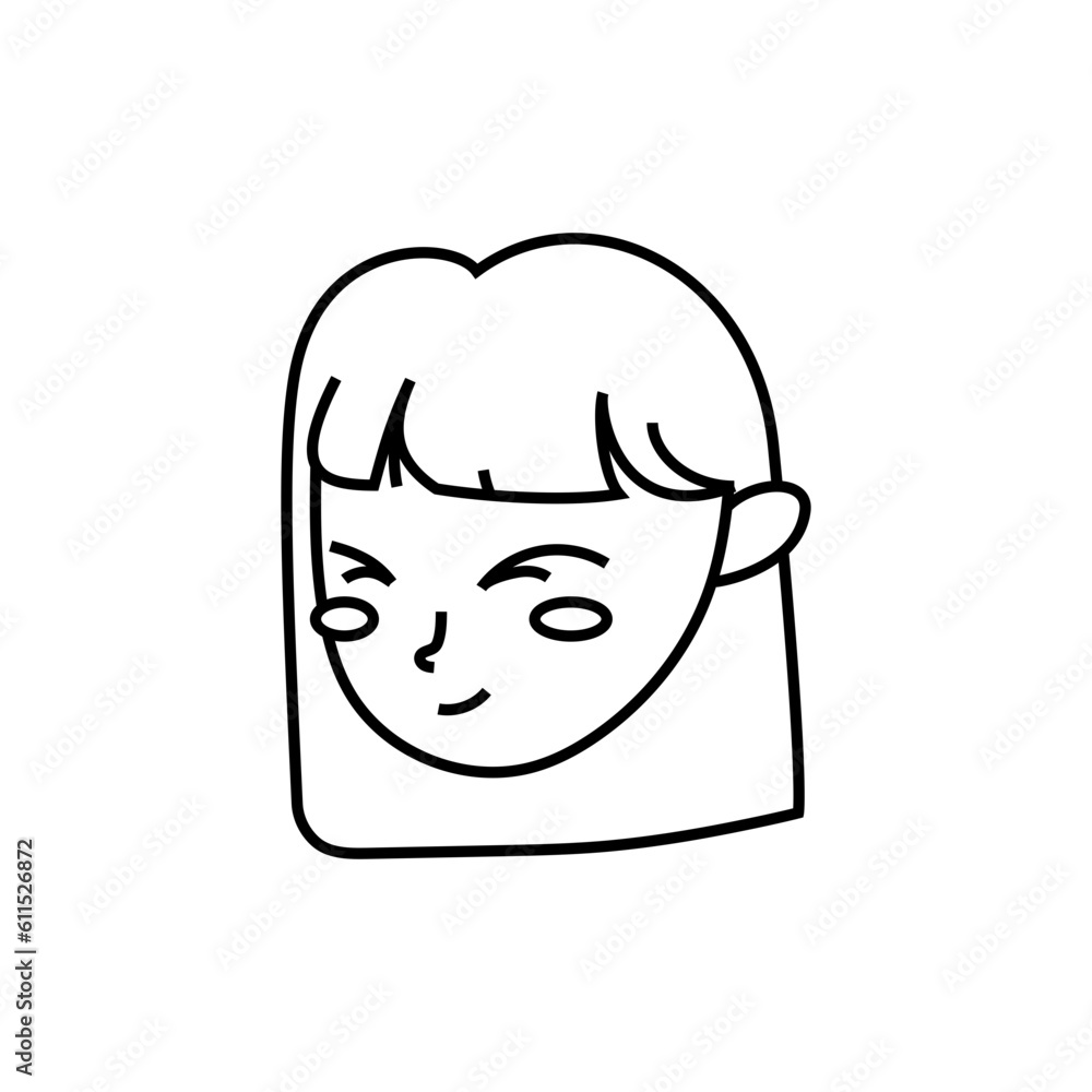 cute little girl face cartoon character vector illustration thick line design icon cute little girl face cartoon character vector illustration thick line design icon