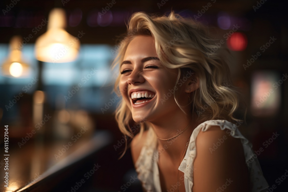 AI generated beautiful woman laughing