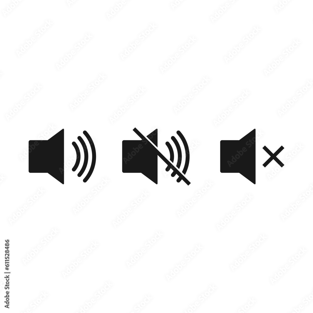Sound icon set, speaker icon on white background Sound icon set, speaker icon on white background