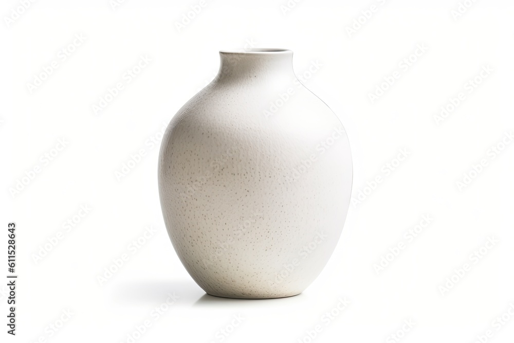 Ceramic vase in white, isolated on a white background. Generative AI