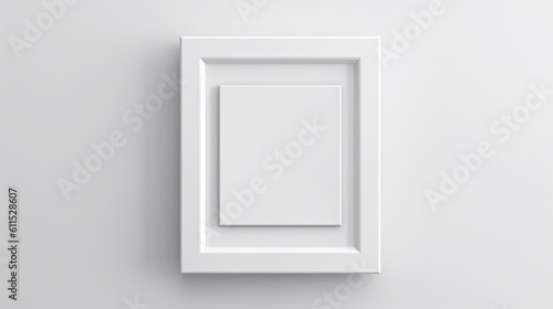 White backdrop with a white frame. Contemporary photo frame with a blank white border and a simple white wall template. Generative AI