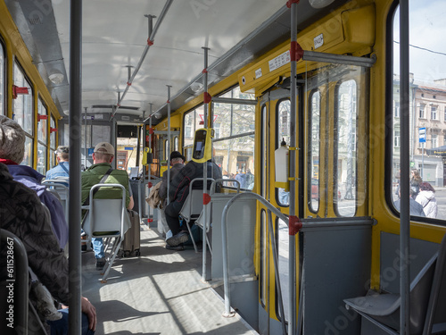 interior of tram track running in lviv old city