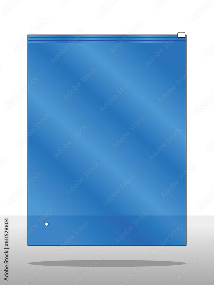 Clear blue plastic zip lock bag, reclosable bags template, vector file