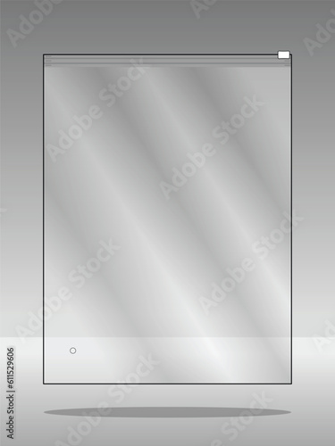 Clear plastic zip lock bag, reclosable bags template, vector file