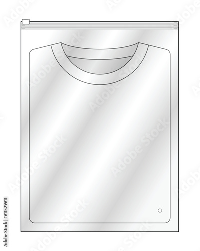 Clear plastic zip-lock bag for shirts template, vector file