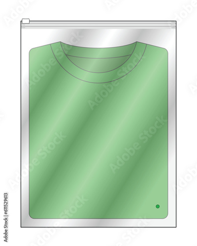 Clear plastic zip-lock bag for shirts template, vector file