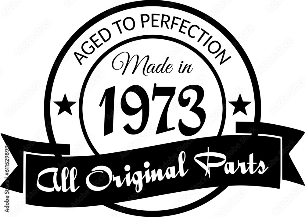 Fototapeta premium Made in 1973, Aged to Perfection, All Original Parts
