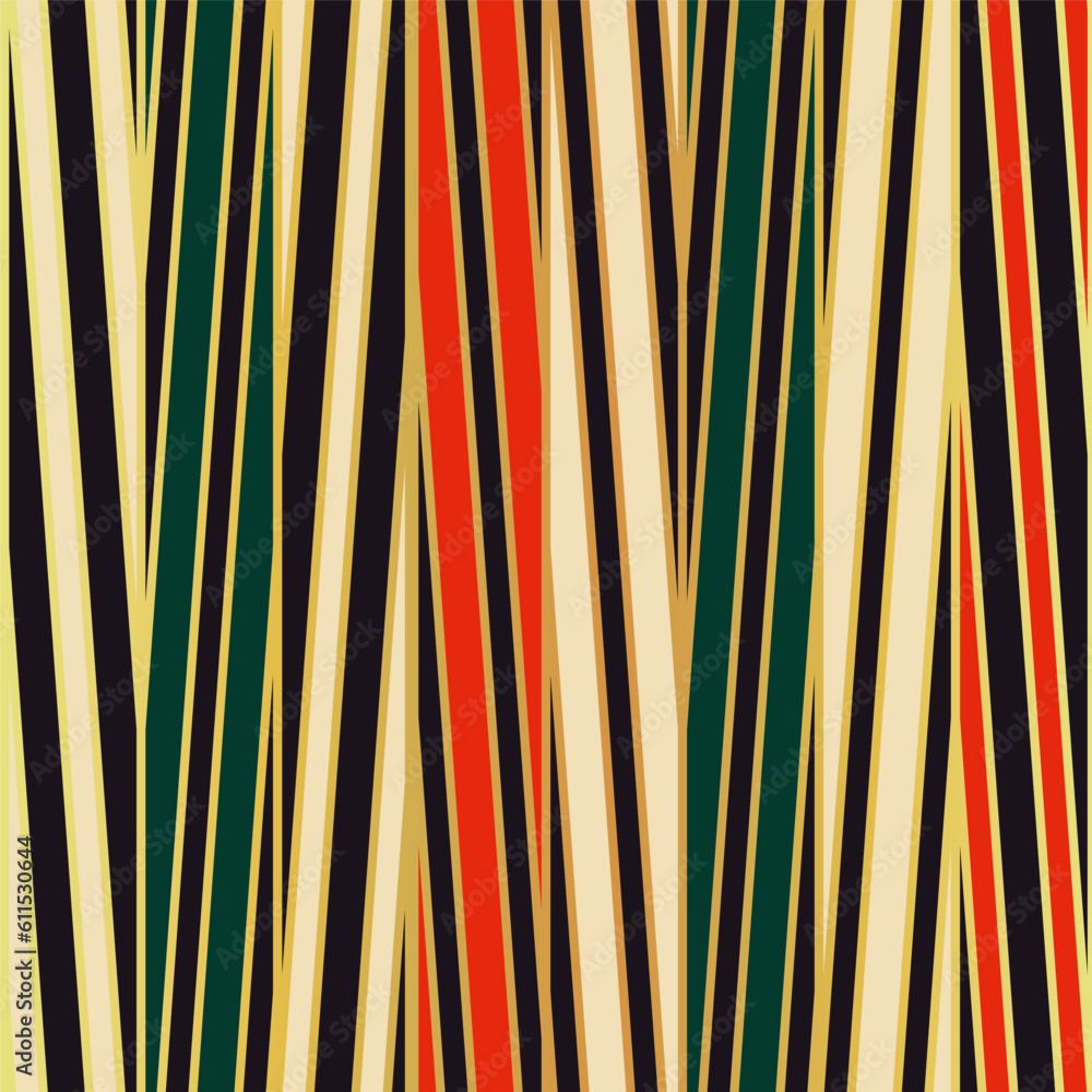Abstract red and green woven stripes vertical pattern with golden lines. Vector seamless pattern design for textile, fashion, paper, packaging, wrapping and branding Abstract red and green woven stripes vertical pattern with golden lines. Vector seamless pattern design for textile, fashion, paper, packaging, wrapping and branding