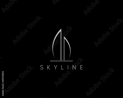Modern real estate logo design concept. Elegant design for real estate agency, skyscrapers, cityscape planning, apartment complex, construction and architecture.