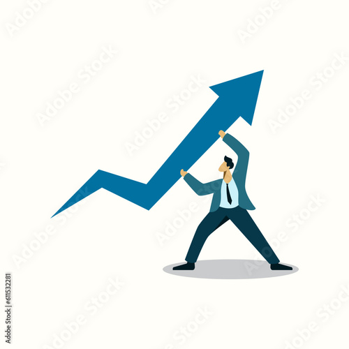 businessman increase profit grow investment stock market rising up arrow concept