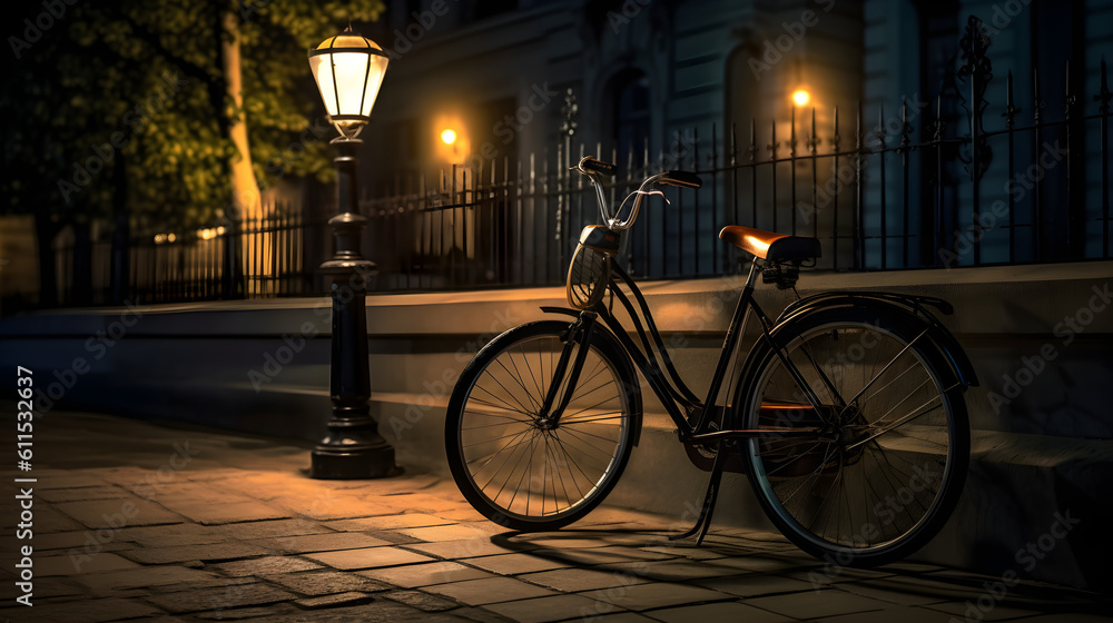 Bike at night. Generative AI.