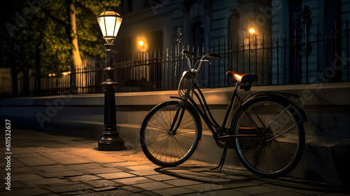 Bike at night. Generative AI.