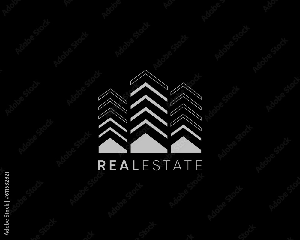 Building logo. Modern real estate logo design concept. Design for real estate agency, skyscrapers, cityscape planning, apartment complex, construction and architecture.