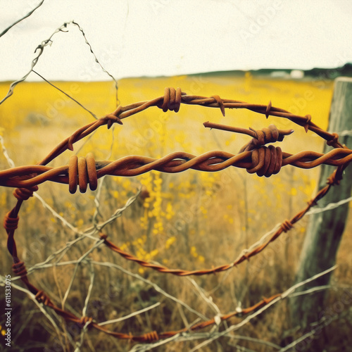 wire fence at sunset