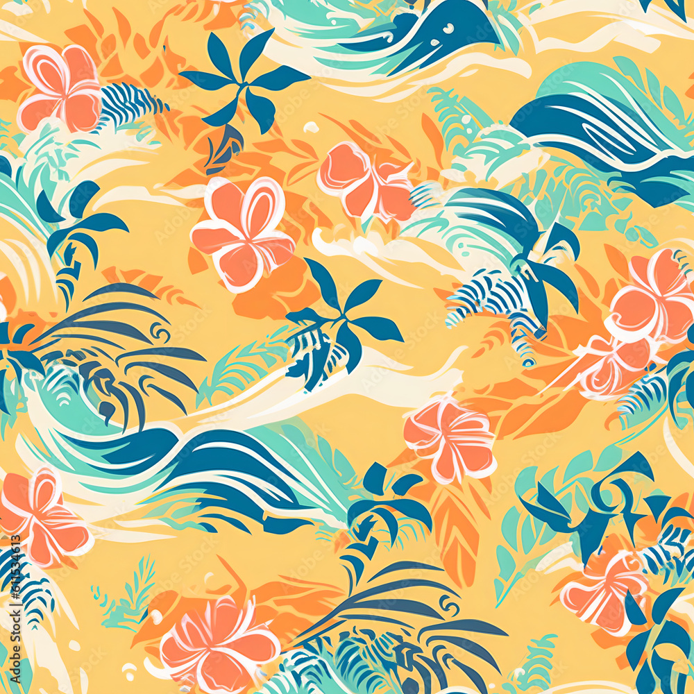 Coastal Floral seamless pattern