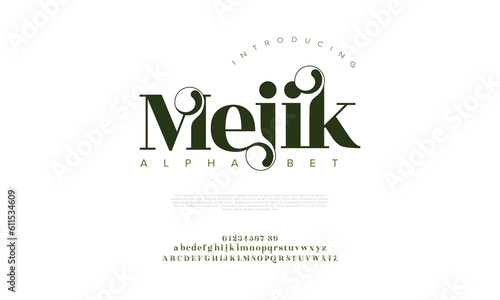 Elegant luxury abstract wedding fashion logo font alphabet. Minimal classic  urban fonts for logo, brand etc. Typography typeface uppercase lowercase and number. vector illustration