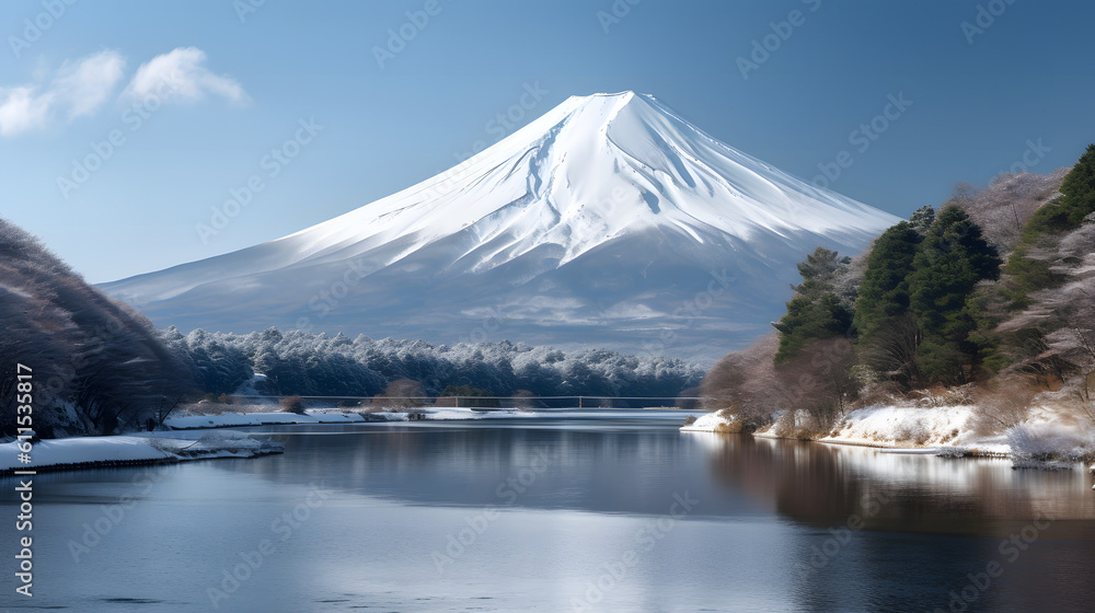 冬の雄大なる富士山 No.018 |  The Majestic Beauty of Mount Fuji in Winter Generative AI